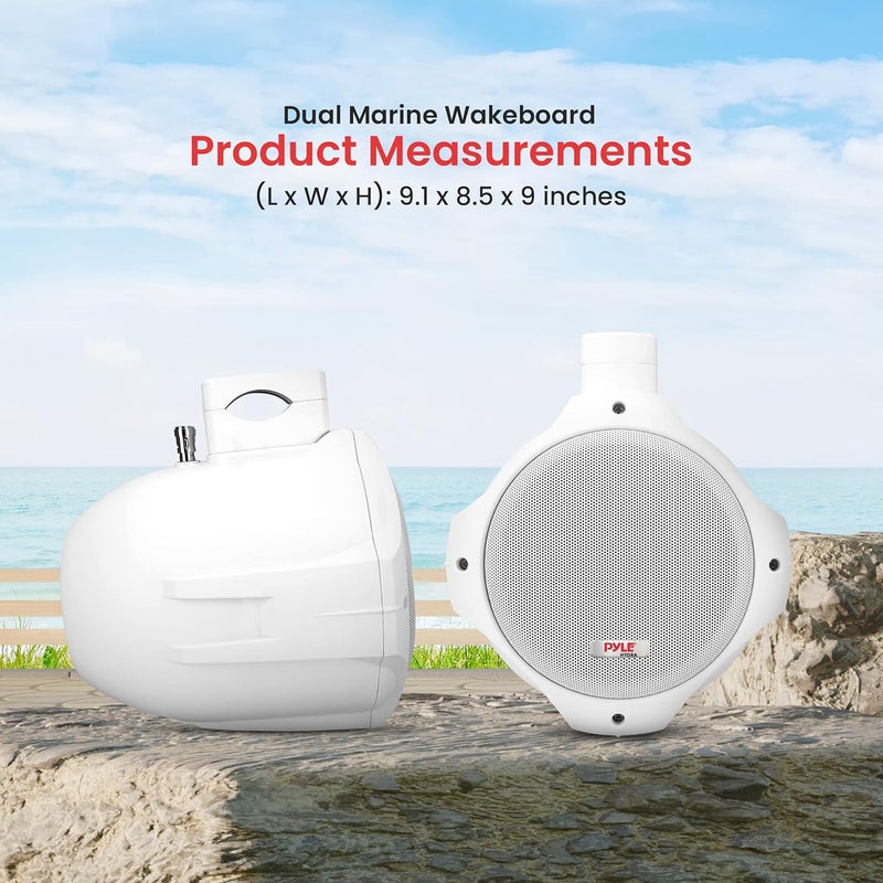 Pyle Waterproof Marine Wakeboard Tower Speakers - 6.5in Dual Subwoofer Speaker Set and 1” Tweeter with 200 Watt Power - 2-way Boat Audio Stereo System with Mounting Bracket - 1 Pair - PLMRW65 (White) - Image 2